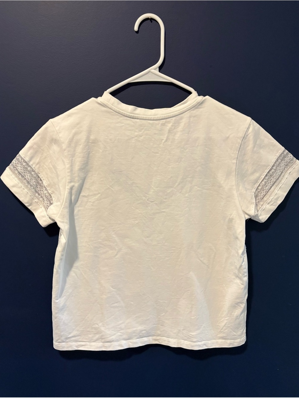 All Saints White Lace-Trim Short Sleeve Boxy Tee US 8 / UK 12 - Picture 3 of 6